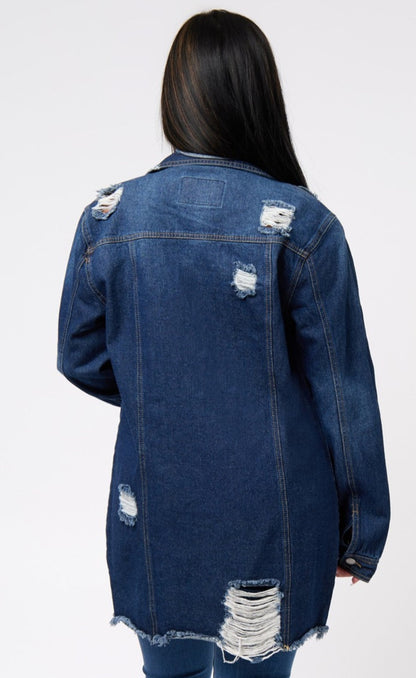 Distressed Denim Jacket Shacket