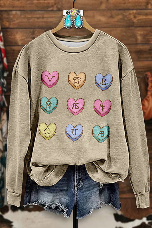 Retro Western Heart Print Sweatshirt