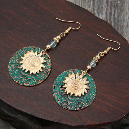 Retro Folk Style Peacock Blue Earrings