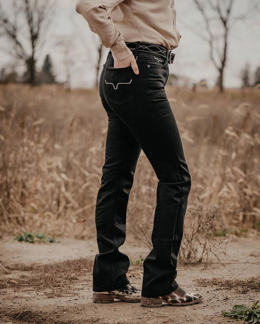 Black Flared Pleated Jeans