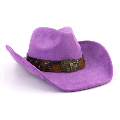 Men's Vintage Western Cowboy Hat Suede Knight Hat