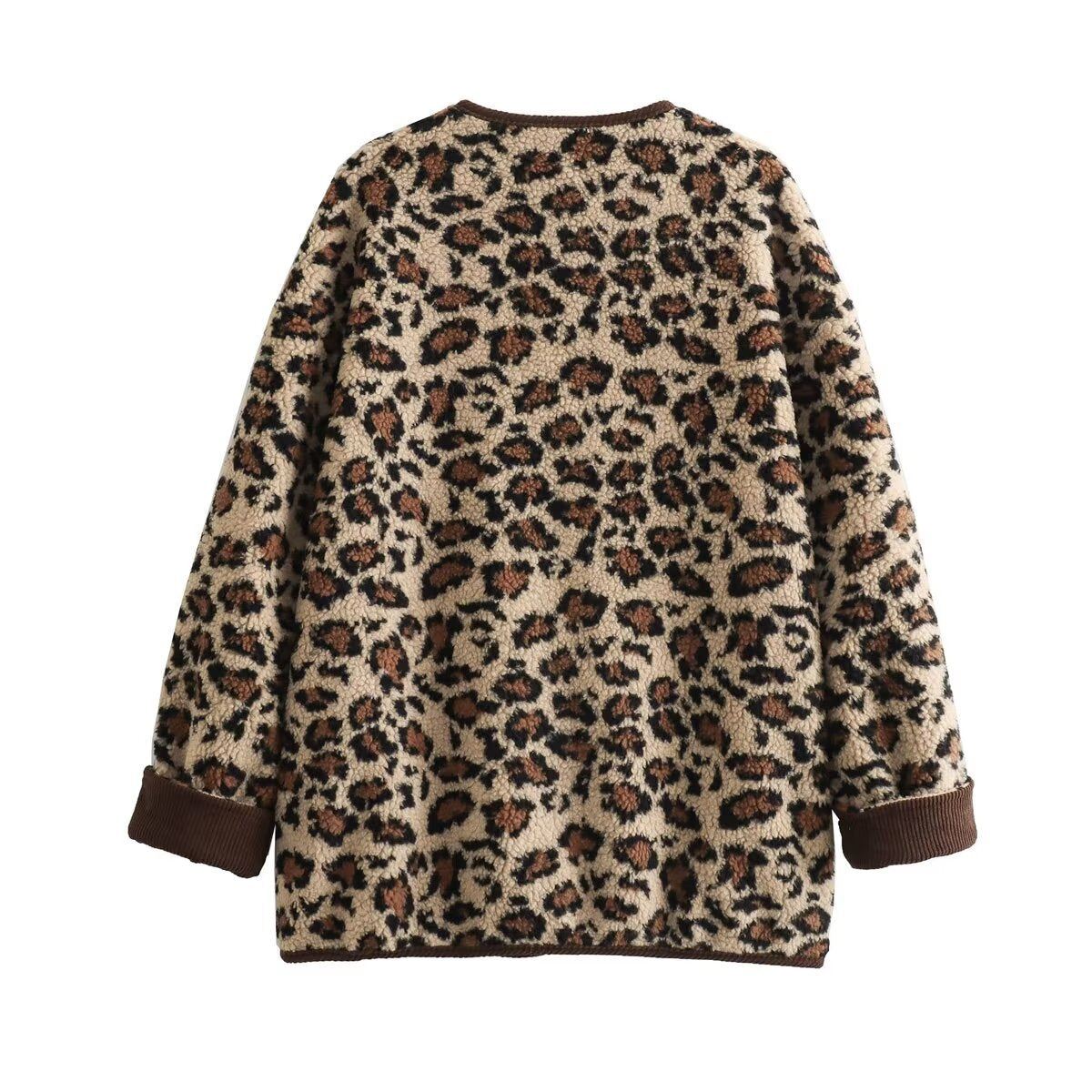 Women's Leopard Print Loose Lambswool Coat