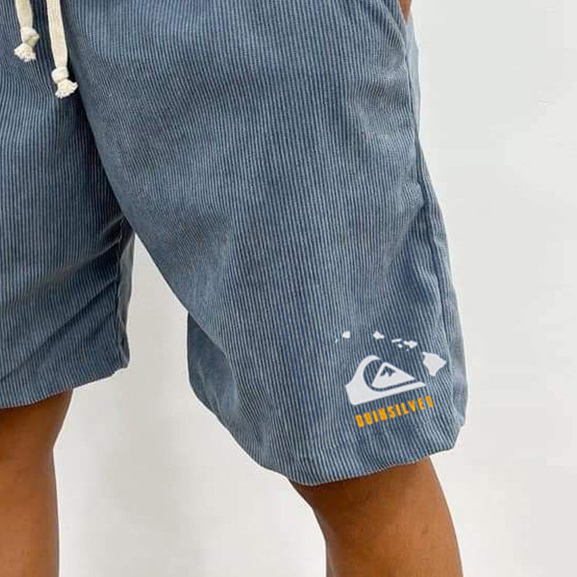 Men's Retro Casual Printed Corduroy Shorts