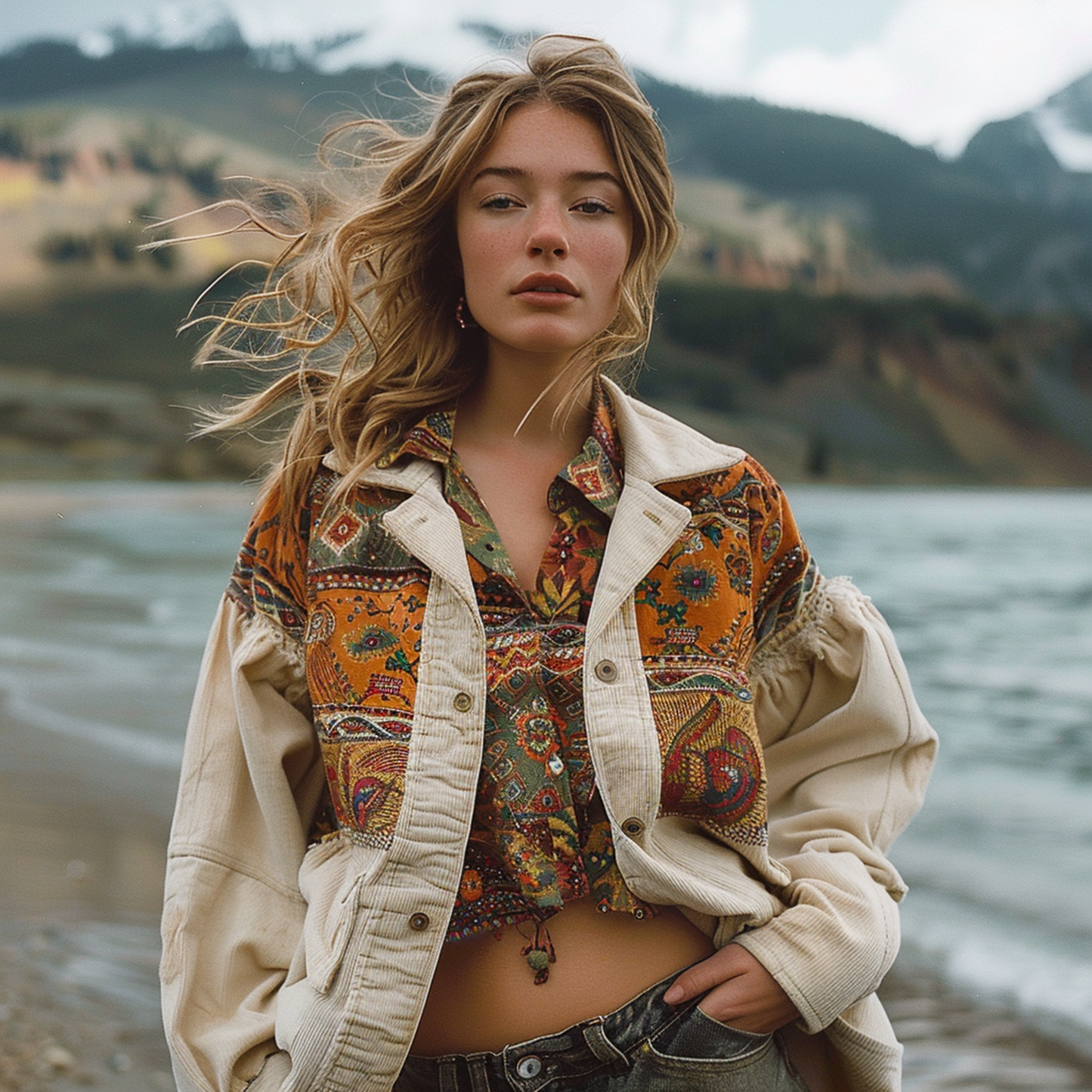 Retro Resort Ethnic Outdoor Corduroy Jacket