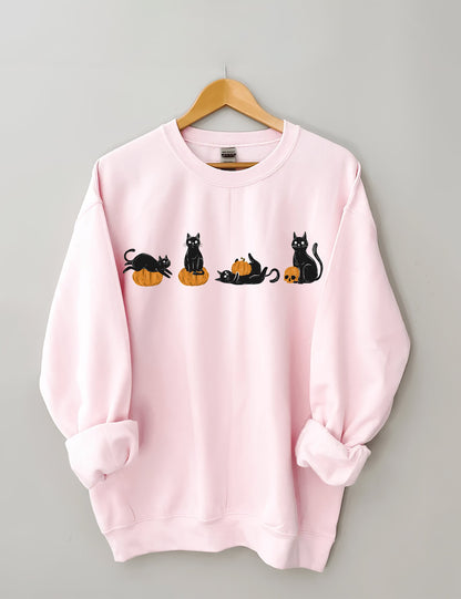 Halloween Pumpkin And Cats Sweatshirt