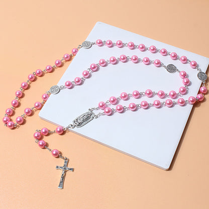 Vintage Faith Cross Beaded Necklace