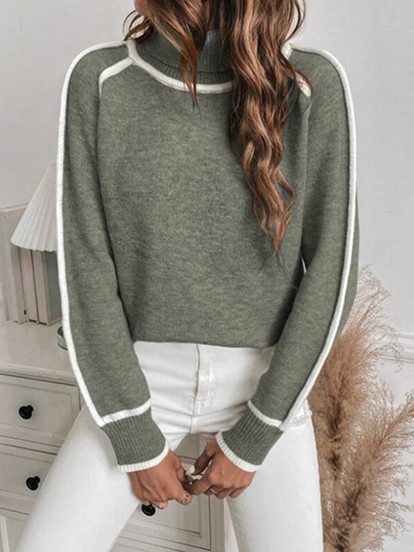 Knitted Pullover Long Sleeve Turtleneck Sweater