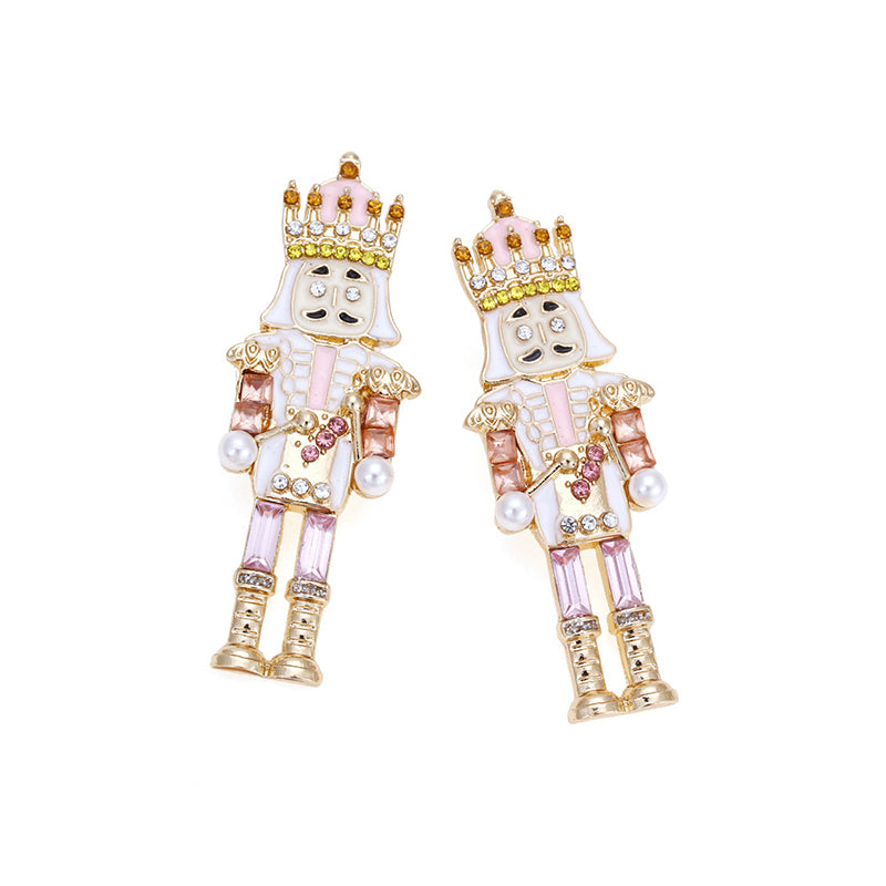 Christmas Nutcracker Soldier Rhinestone Earrings