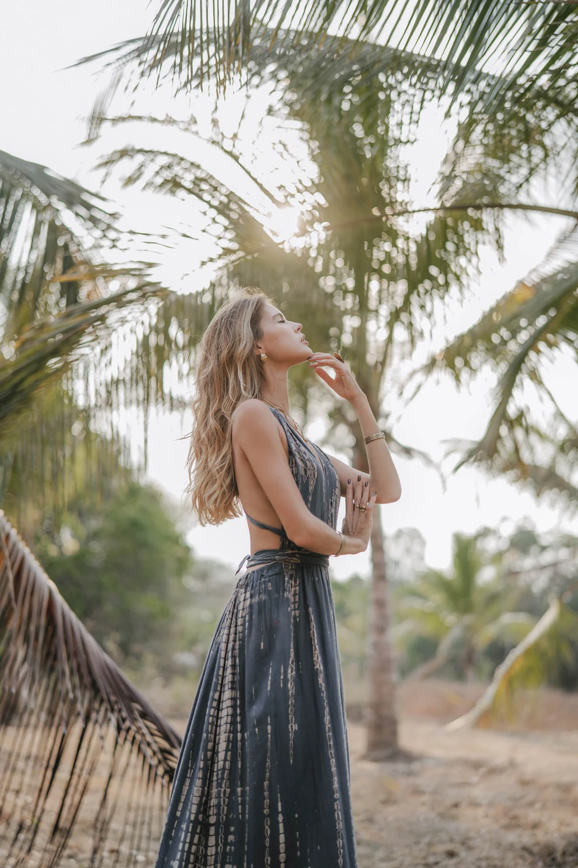 Goddess Tie Dye Dress Dark Gray/Maxi Long Boho Dress