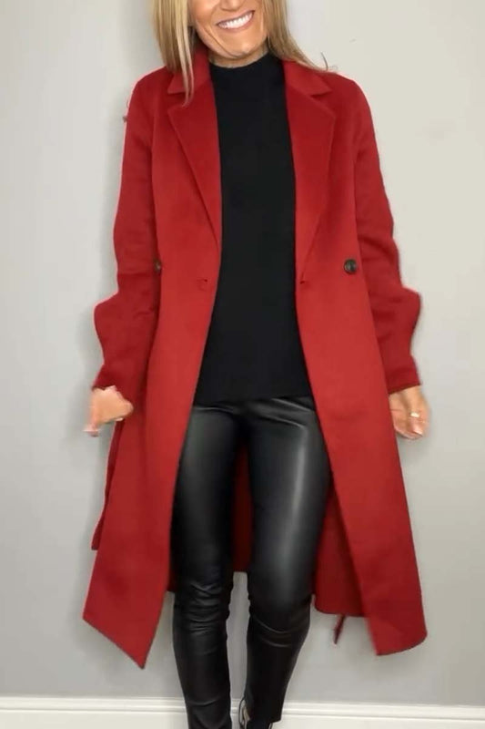 Women's casual solid color lapel coat