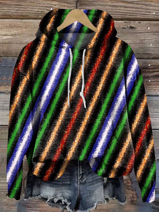 Colorful Twill Art Print Casual Hoodie Sweatshirt