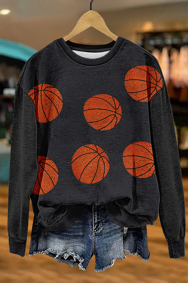 Shiny Gameday Basketball Mom Print Sweatshirt