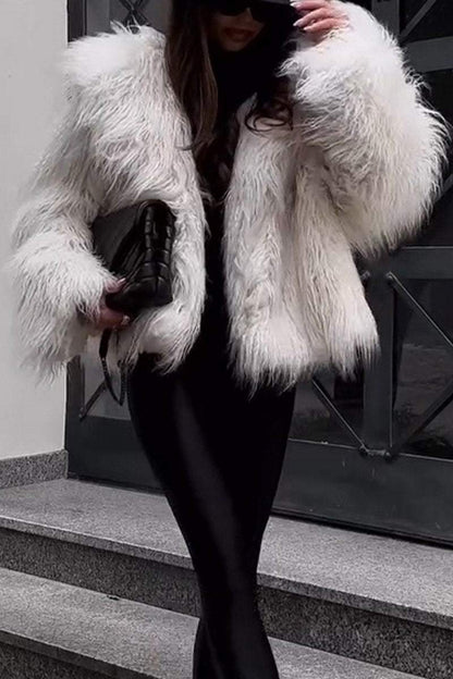 Women's Casual Lapel Autumn and Winter Faux Fur Winter Coat