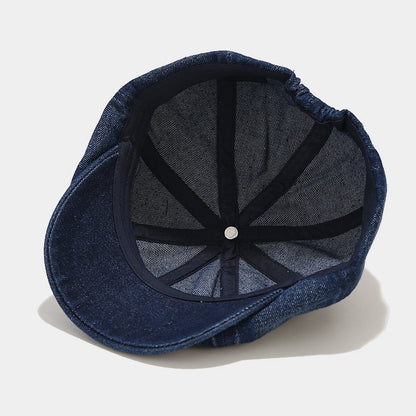 Denim light board octagonal cap for men