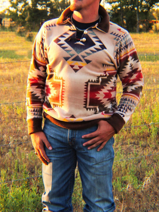 Men's Electric Aztec Punchy Pullover Shirts & Tops