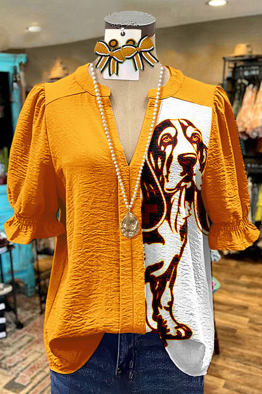 Unique Orange Gameday Tennessee Puff Sleeve Blouse