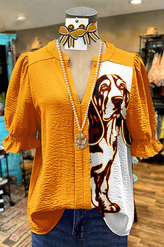 Unique Orange Gameday Tennessee Puff Sleeve Top