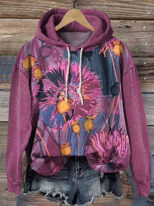 Vintage Floral Art Print Casual Sweatshirt