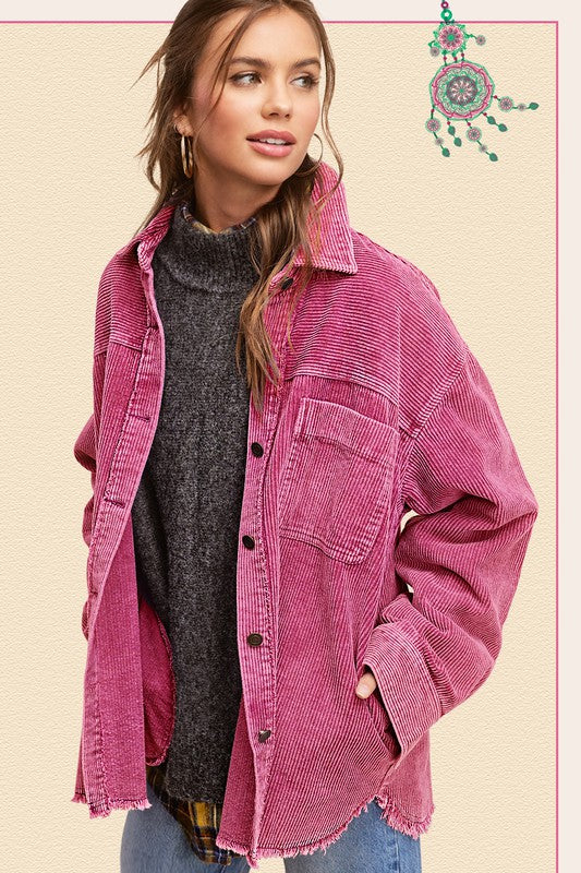 Daisy Corduroy Shacket Jacket choice of colors