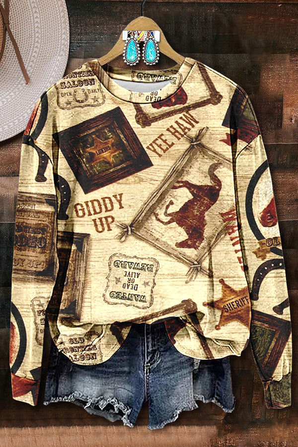 Yeehaw Retro Western Print Sweatshirt