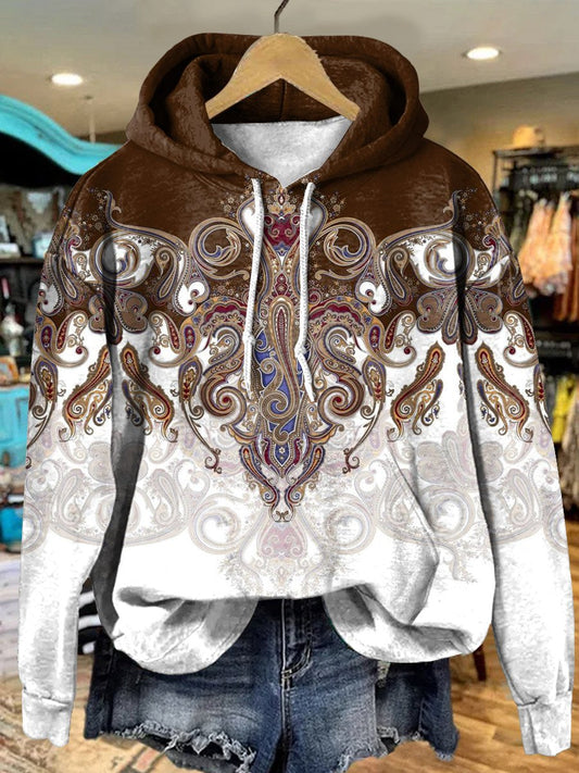 Retro Paisley Art Print Casual Hoodie Sweatshirt