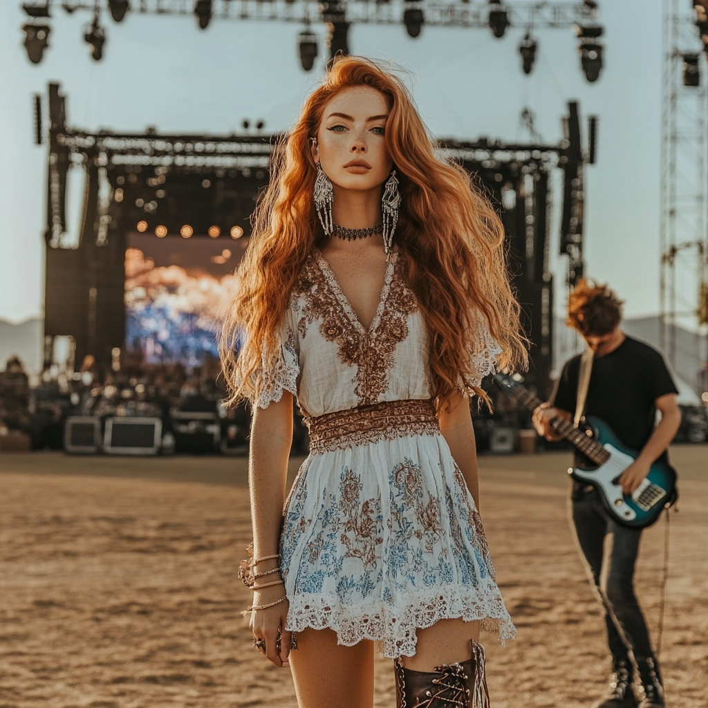 Music Festival Rock Rave Party Vintage Wasteland Ethnic Lace Tassel Floral Linen Dress