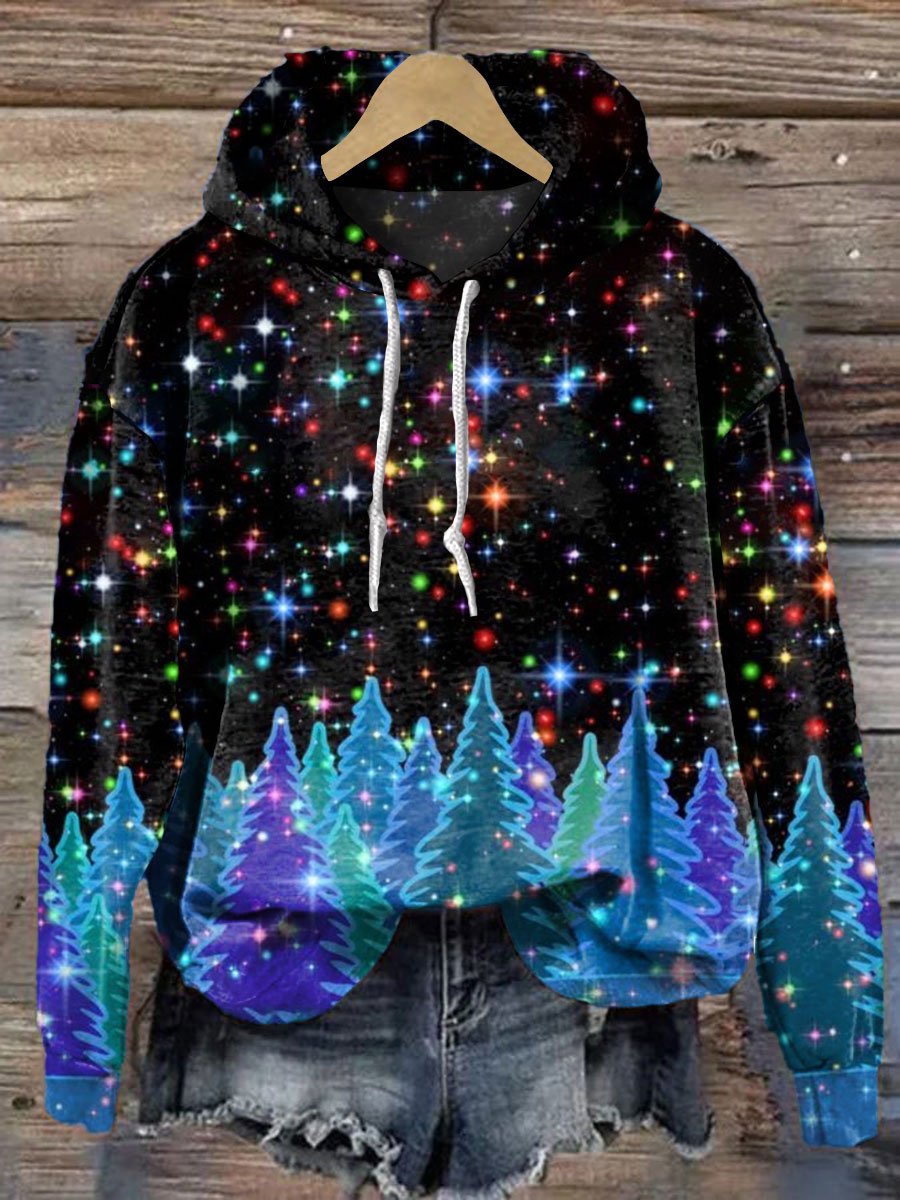 Glitter Christmas Art Print Casual Hoodie Sweatshirt