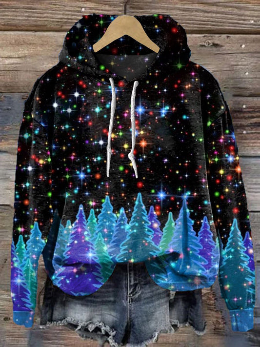 Glitter Christmas Art Print Casual Hoodie Sweatshirt