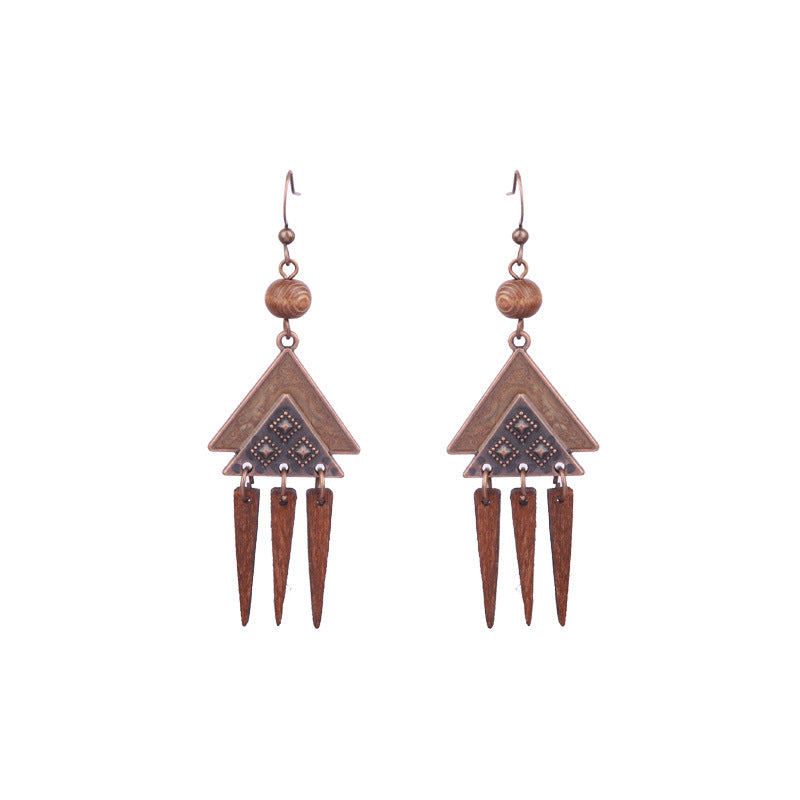 Bohemian Holiday Style Tassel Wooden Long Handmade Earrings