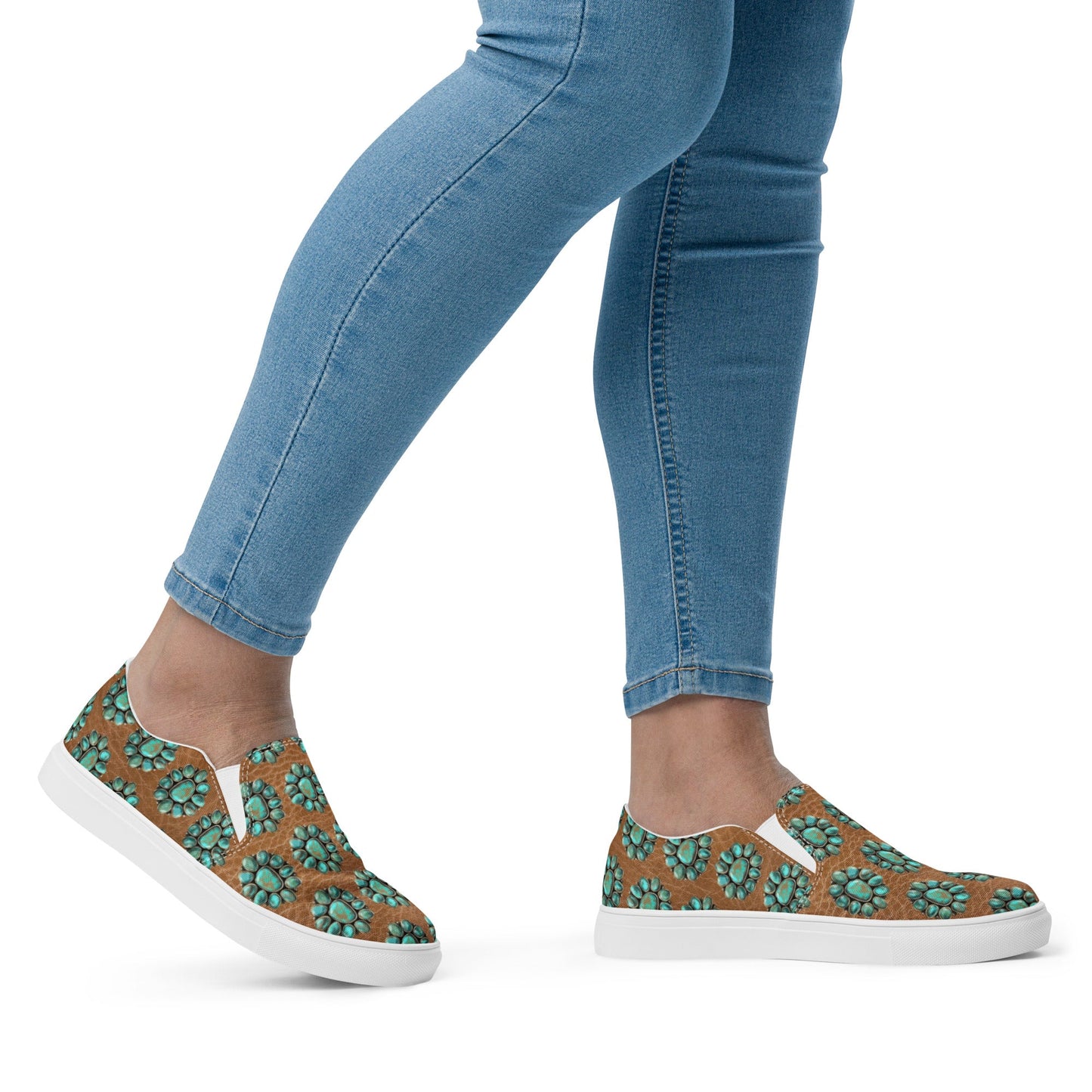 Turquoise Concho Women__ slip-on canvas shoes