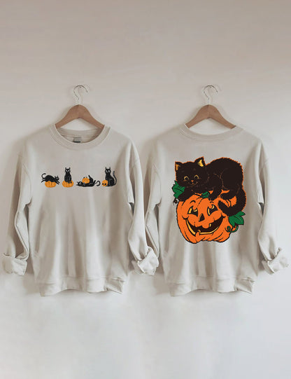 Halloween Pumpkin And Cats Sweatshirt