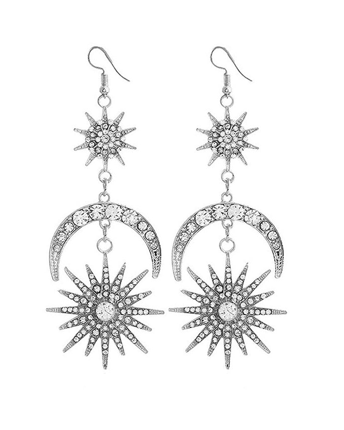 Halo Style Exquisite Rhinestone Geometric Star Earrings