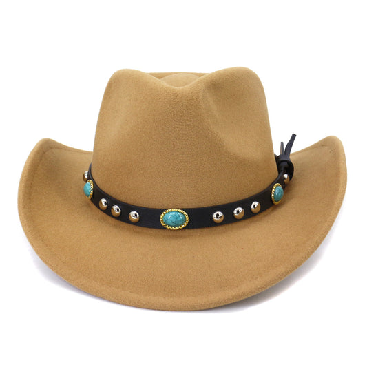 Karl Heart Top Wool Western Hat -  Camel