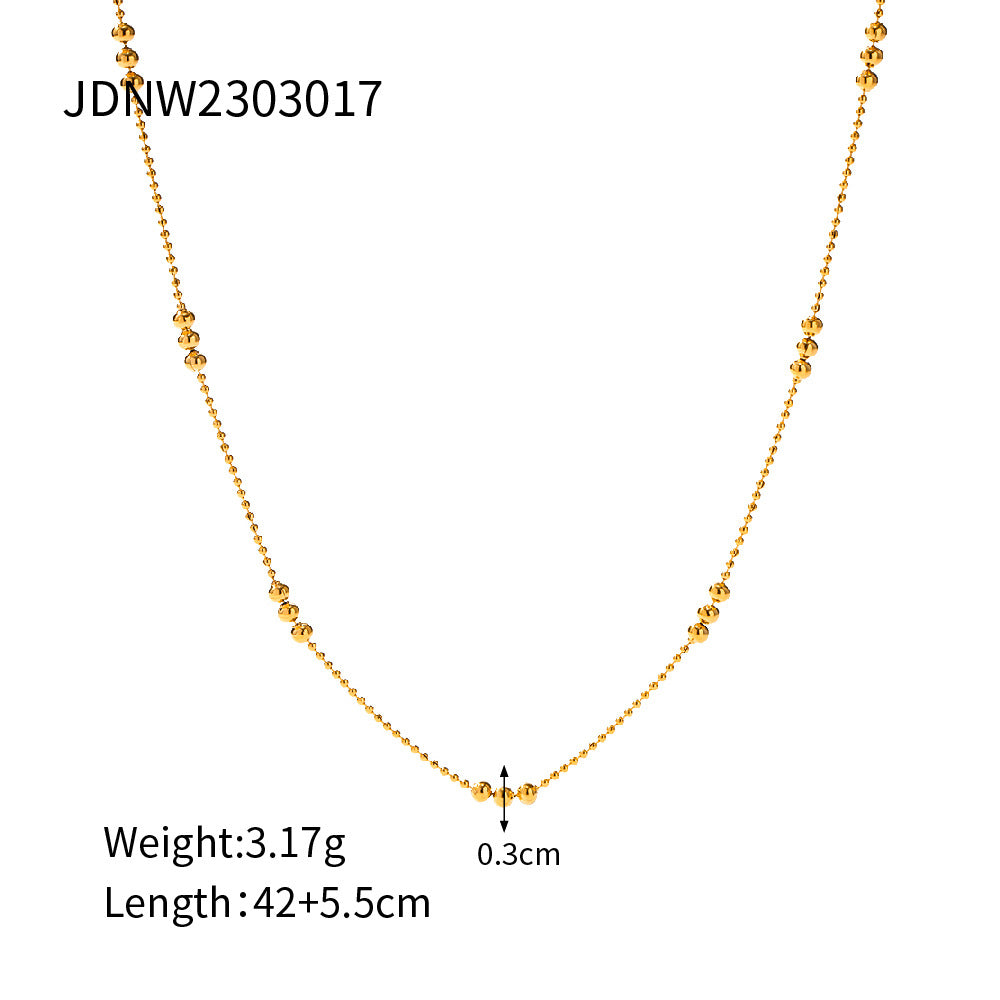 Women's Stainless Steel All-match Round Bead Necklace