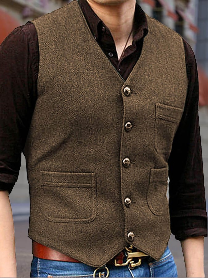 Fashion Temperament Men's Single-Breasted Slim Vest Vest