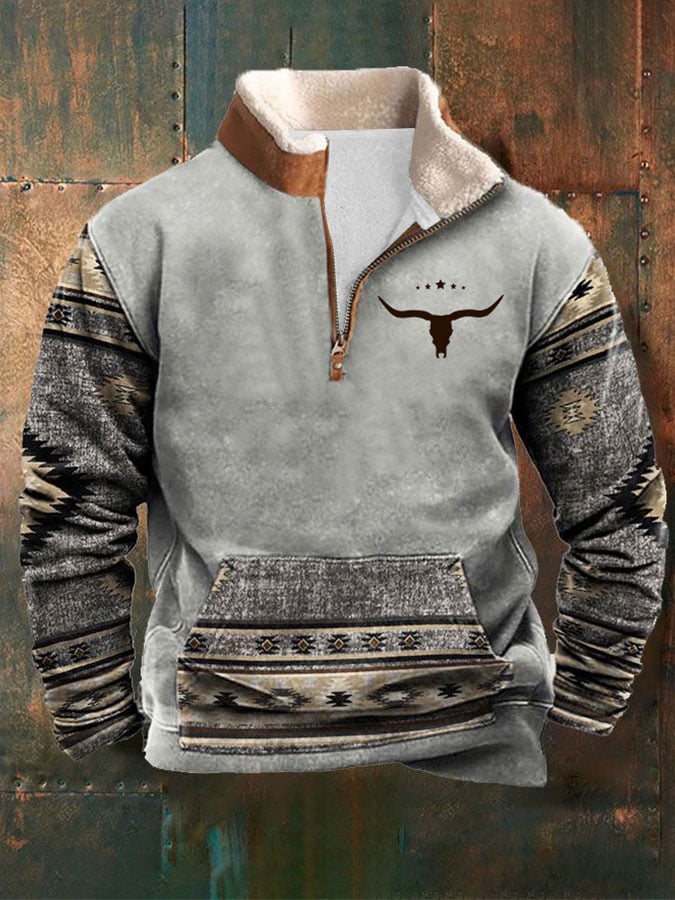 Men's retro western style printed casual sweatshirt