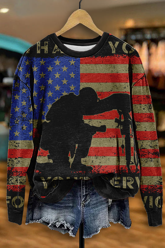 Vintage Veterans Day Striped Sweatshirt