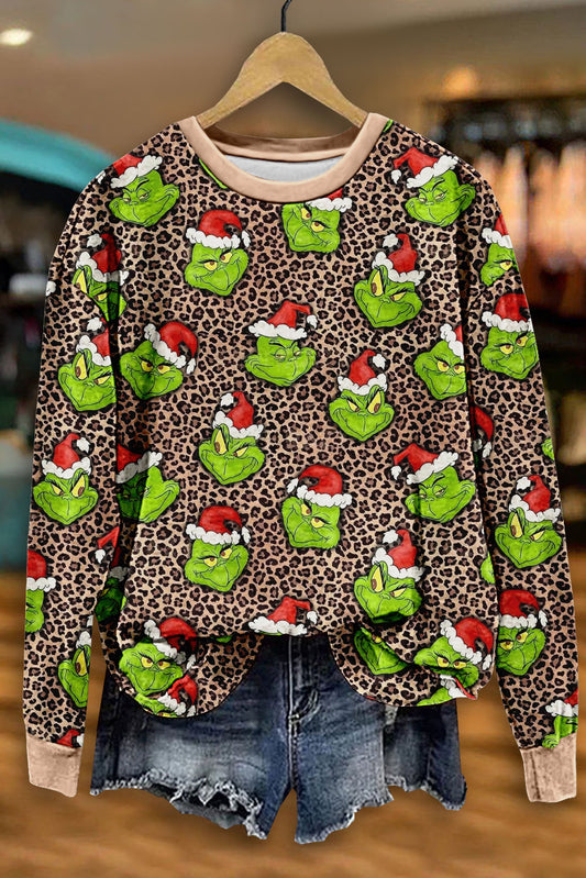 Christmas Grinch Leopard Print Sweatshirt