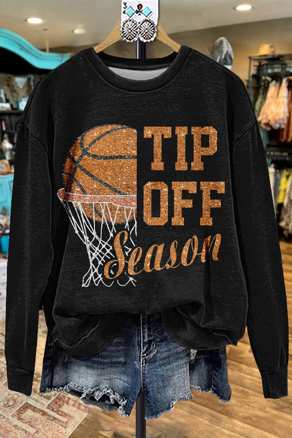 Casual Contrast Color Basketball Sweatshirt