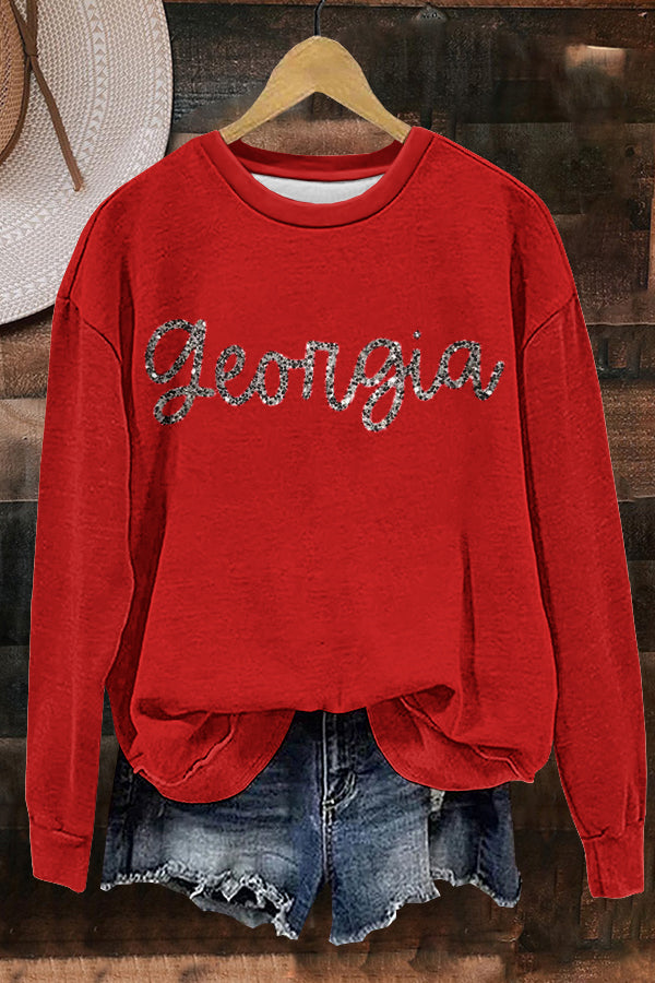 Classic Red Black Georgia Print Sweatshirt