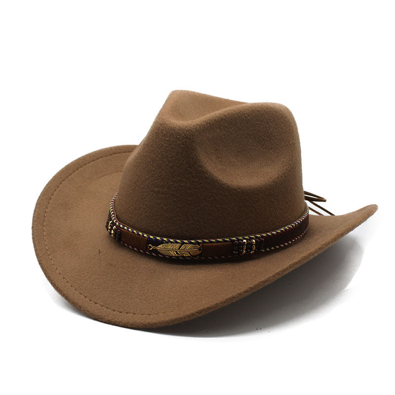 Men's Vintage Western Cowboy Hat Knight Woolen British Felt Hat