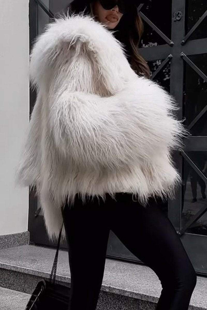 Women's Casual Lapel Autumn and Winter Faux Fur Winter Coat