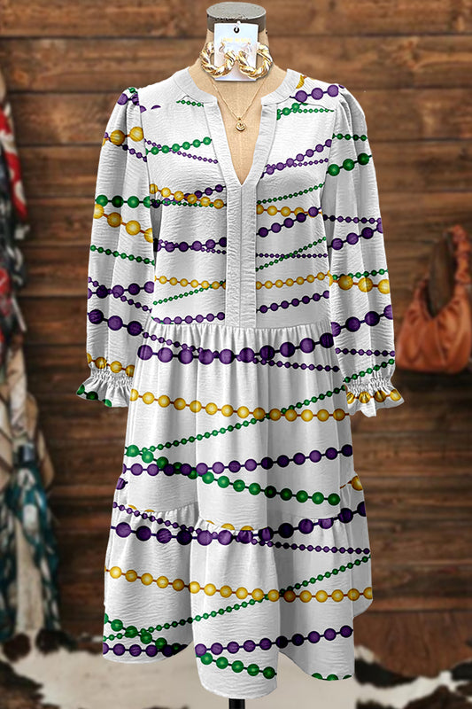 Mardi Gras Colorful Chain Ruffle Dress