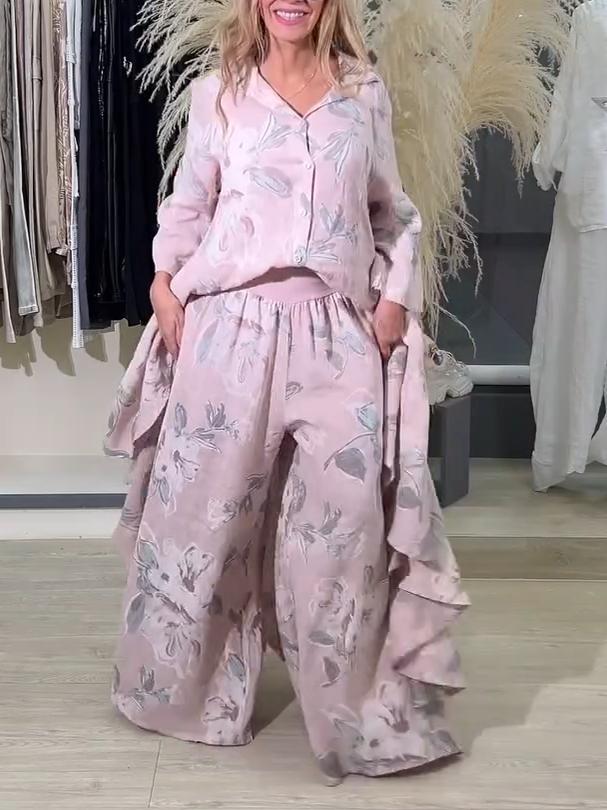 Women's Floral Print Pants Suit