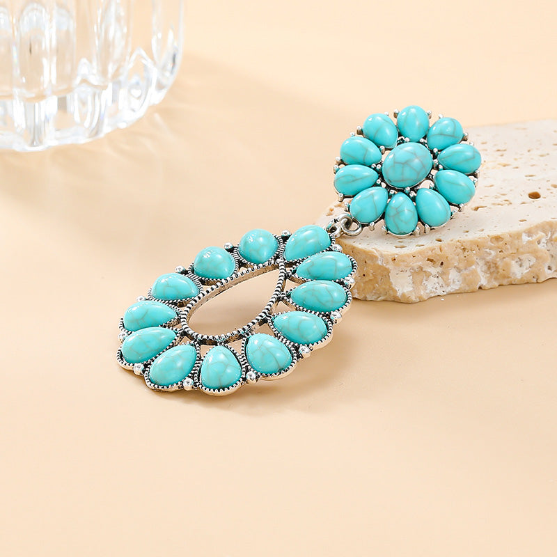 Turquoise Floral Earrings