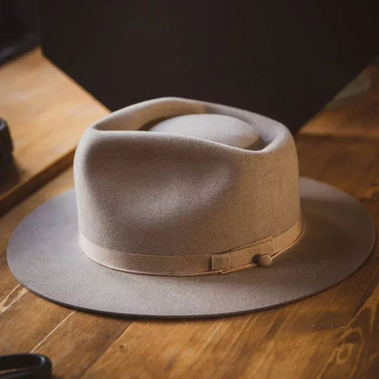 Bespoke Handmade Fedora - Special hat band-Beige-White