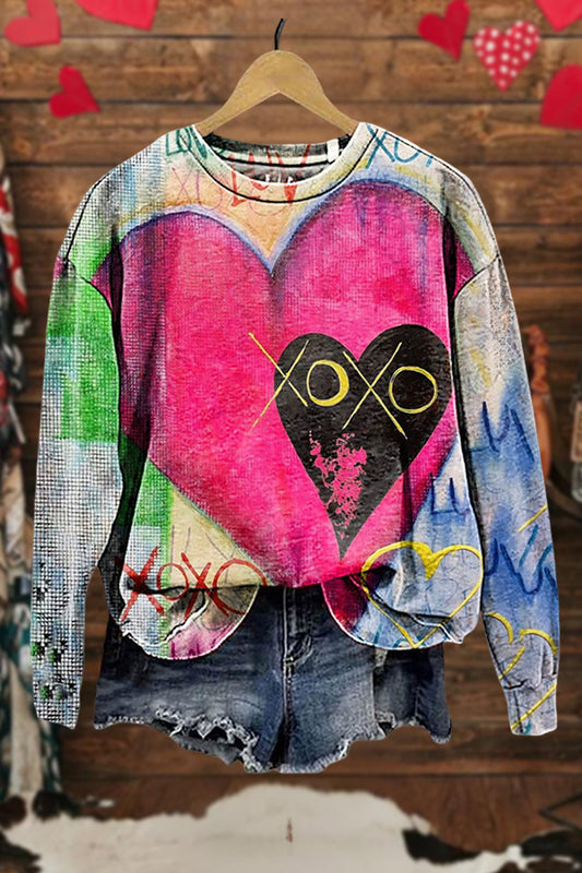 Valentines Heart Print Sweatshirt