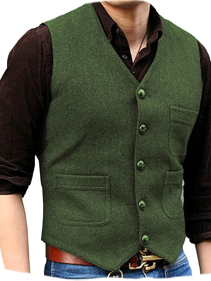 Fashion Temperament Men's Single-Breasted Slim Vest Vest