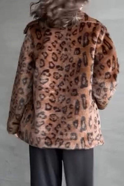 Women's Casual Leopard Plush Coat