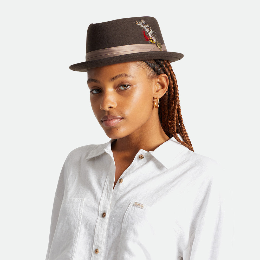 Tienda Brixton Hats Stout Wool Felt Pork Pie Hat - Brown